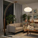 Morelli 85 inch 9 watt Weathered Brass and Walnut with Black Arc Floor Lamp Portable Light
